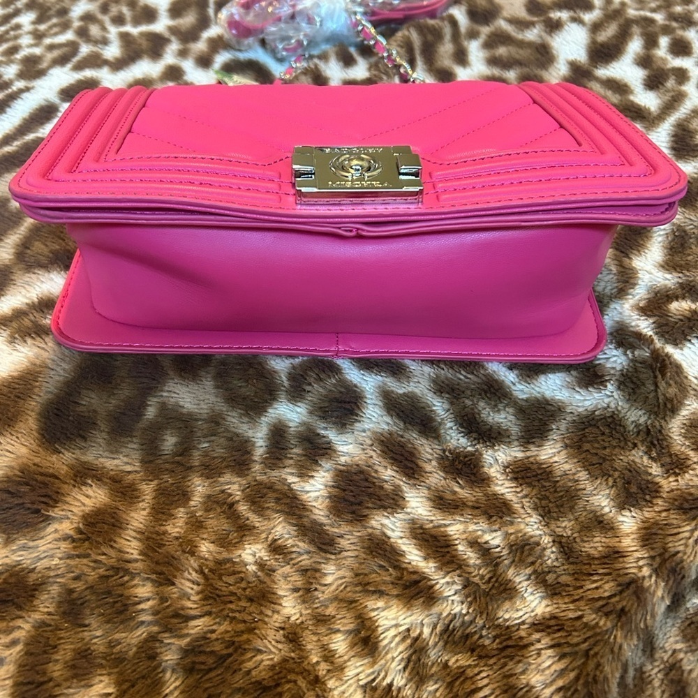 Hot Pink Badgley Mischka Quilted Crossbody Bag - Picture 4 of 14